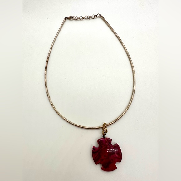 Vintage Maltese Stone Cross Pendant Necklace - Picture 4 of 13